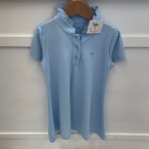 Shrimp & Grits Kids Blue Kids Dress with Ruffle Collar M (5-6t)